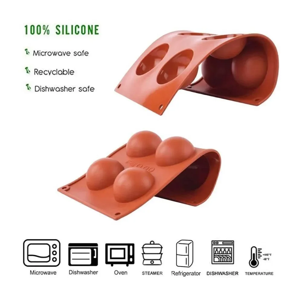 2Pack 6 Holes Silicone Mold, Round Shape Half Sphere Mold